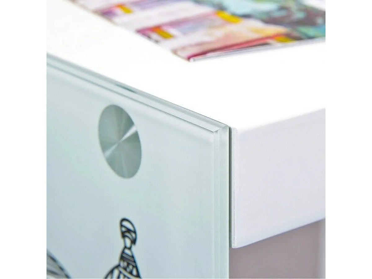 Table d'appoint avec panneau de verre et roues Drapeau Cube Londres