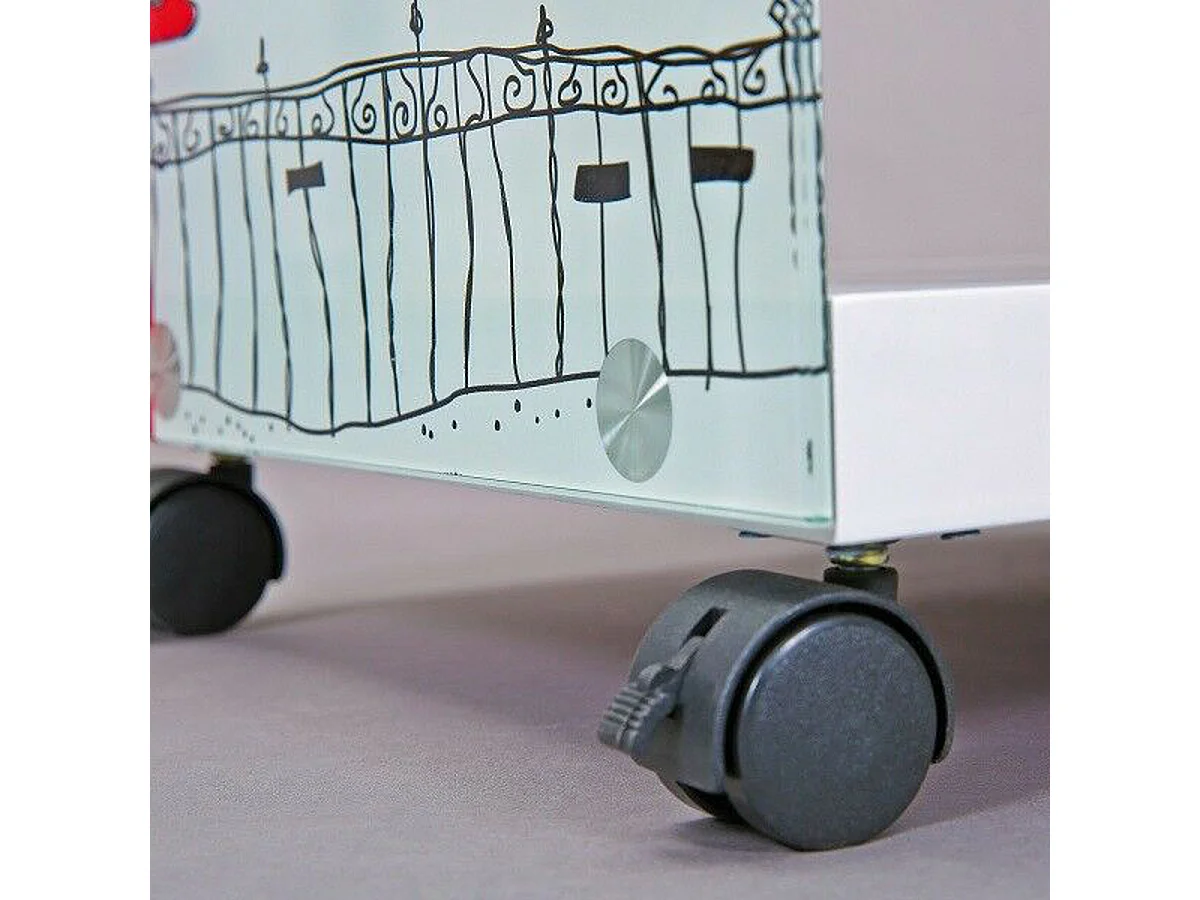 Table d'appoint avec panneau de verre et roues Drapeau Cube Londres