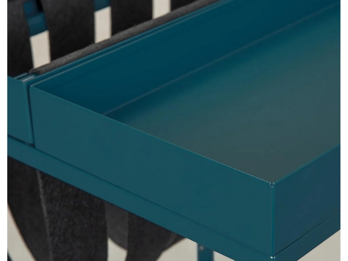 Table d'appoint carrée / porte-revue en métal coloris bleu / noir - L.35 x H.40 x P.35 cm