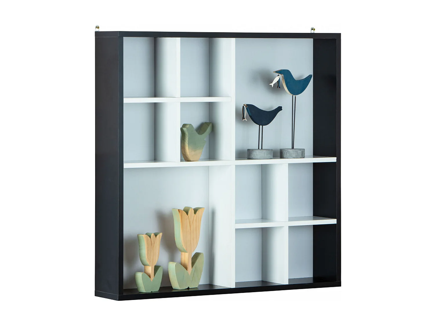 Etagère murale en bois coloris noir / blanc - L.70 x H.70 x P.13 cm