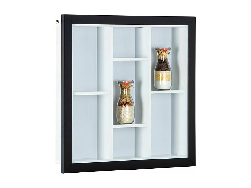 Etagère murale en bois coloris noir et blanc - L.67 x H.67 x P.14 cm