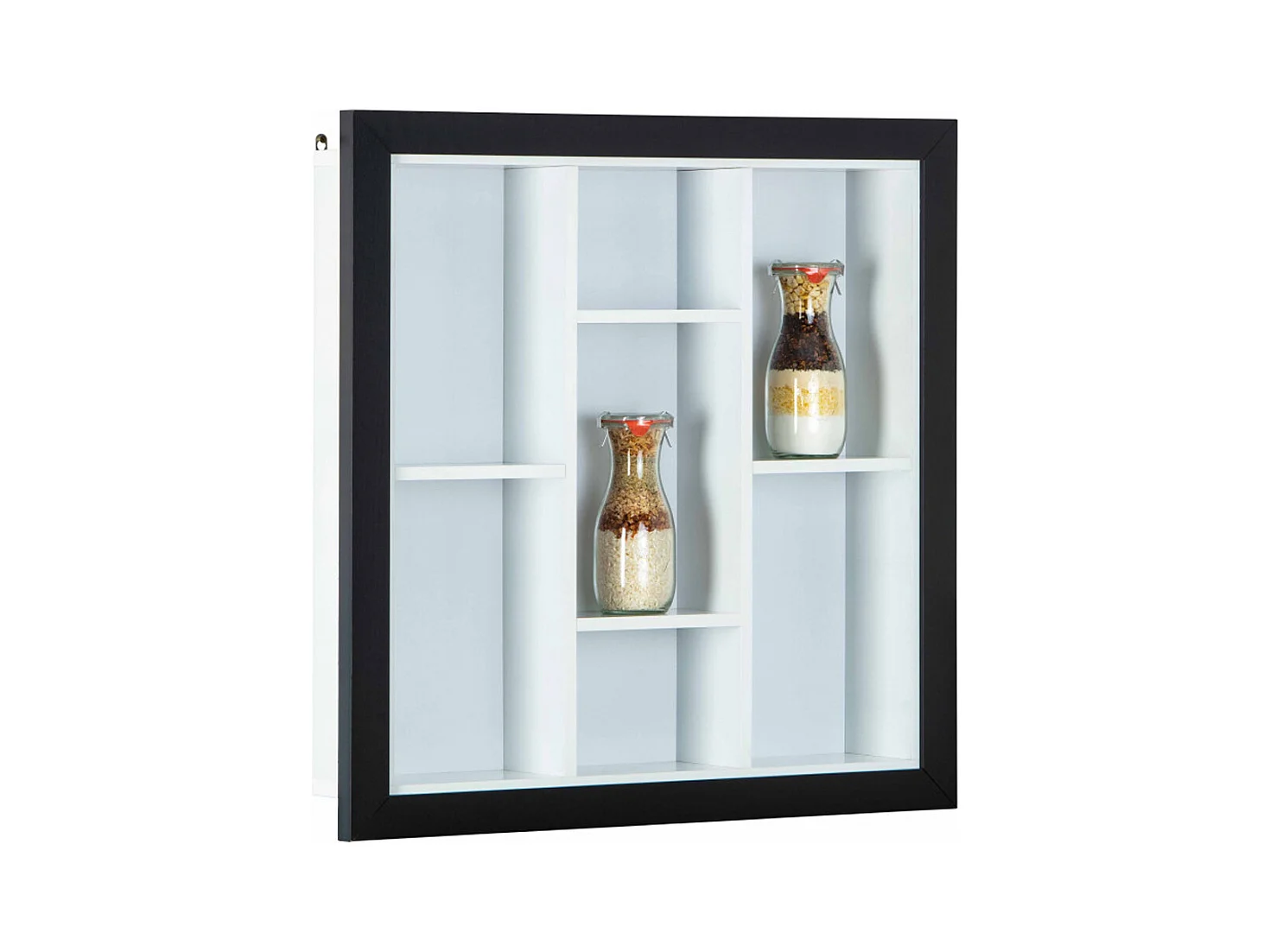 Etagère murale en bois coloris noir et blanc - L.67 x H.67 x P.14 cm
