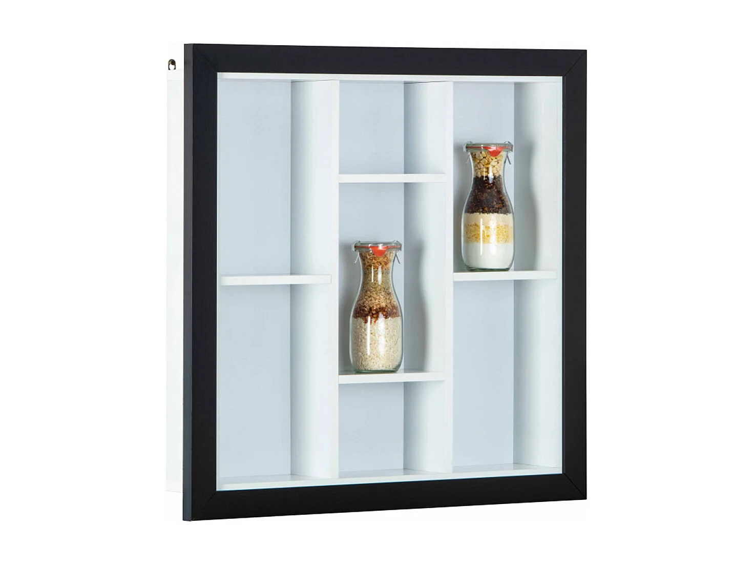 Etagère murale en bois coloris noir et blanc - L.67 x H.67 x P.14 cm