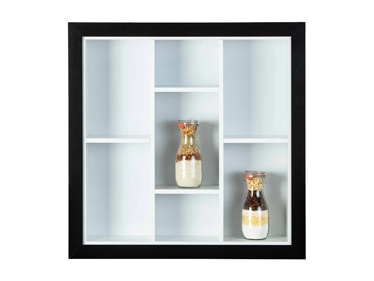 Etagère murale en bois coloris noir et blanc - L.67 x H.67 x P.14 cm