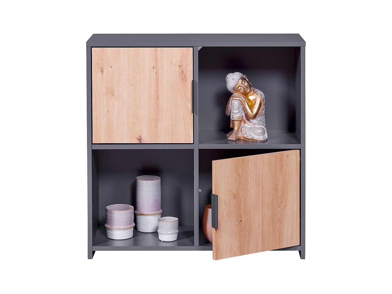 Etagère en bois coloris Chêne Artisan /anthacite - longueur 77 x profondeur 30 x hauteur 77 cm