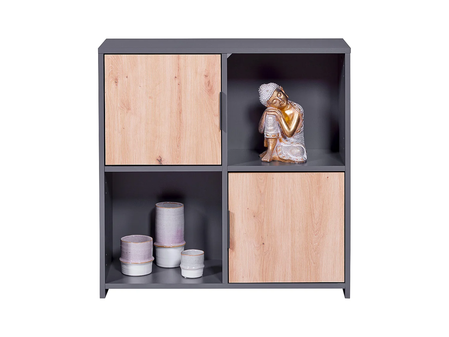 Etagère en bois coloris Chêne Artisan /anthacite - longueur 77 x profondeur 30 x hauteur 77 cm