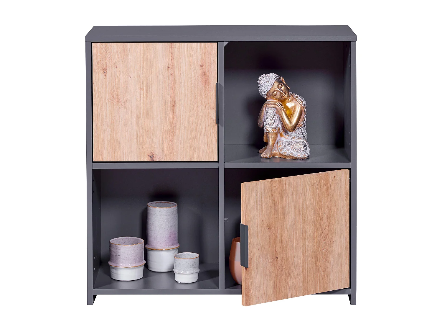 Etagère en bois coloris Chêne Artisan /anthacite - longueur 77 x profondeur 30 x hauteur 77 cm