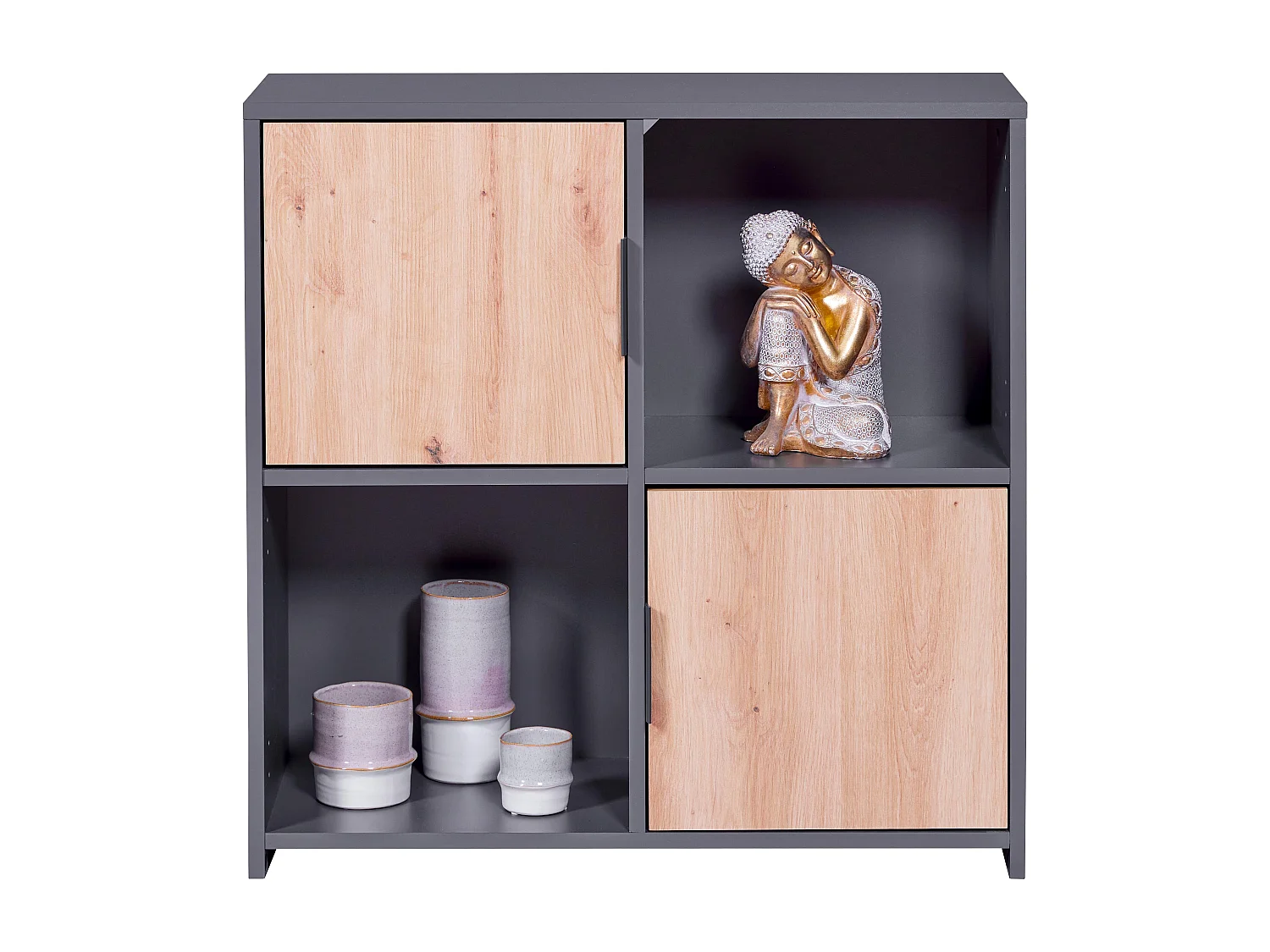 Etagère en bois coloris Chêne Artisan /anthacite - longueur 77 x profondeur 30 x hauteur 77 cm