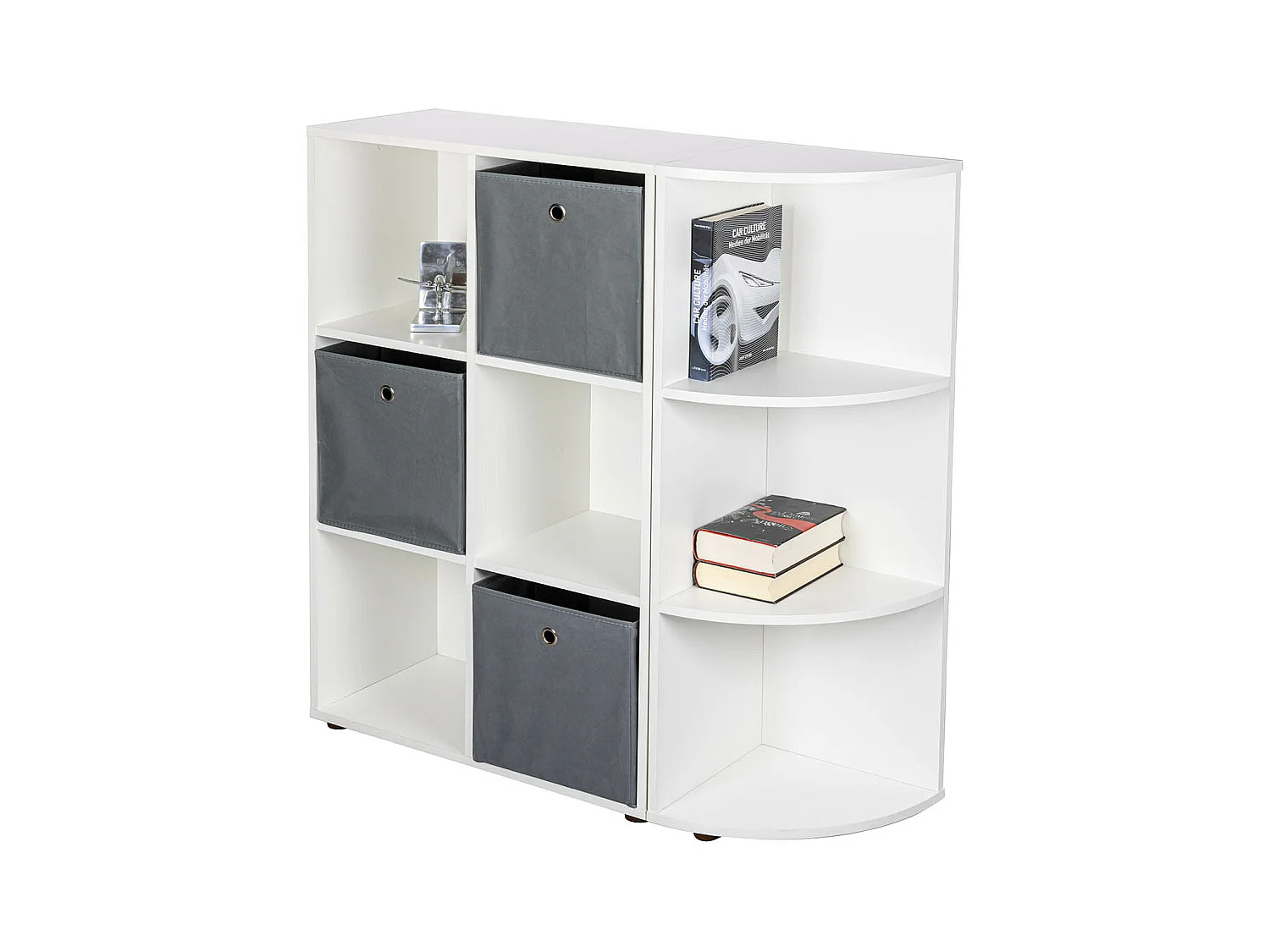 Meuble étagère d'angle avec 3 niveaux coloris blanc - longueur 34 x profondeur 33 x hauteur 110 cm