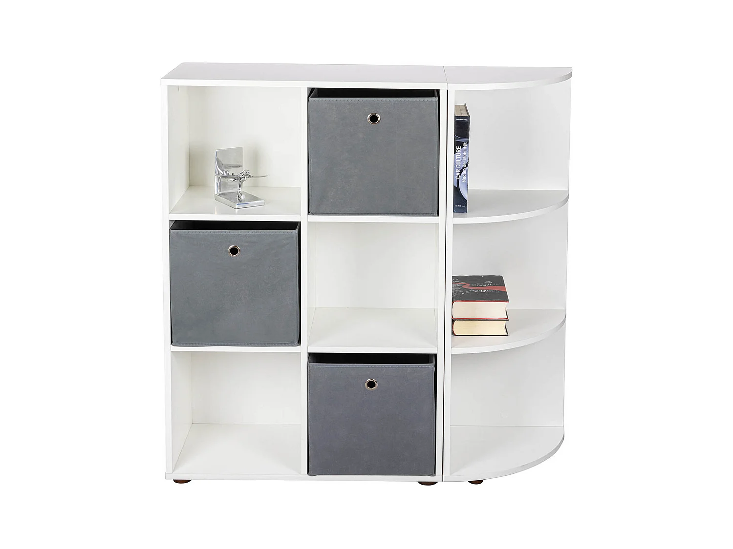 Meuble étagère d'angle avec 3 niveaux coloris blanc - longueur 34 x profondeur 33 x hauteur 110 cm