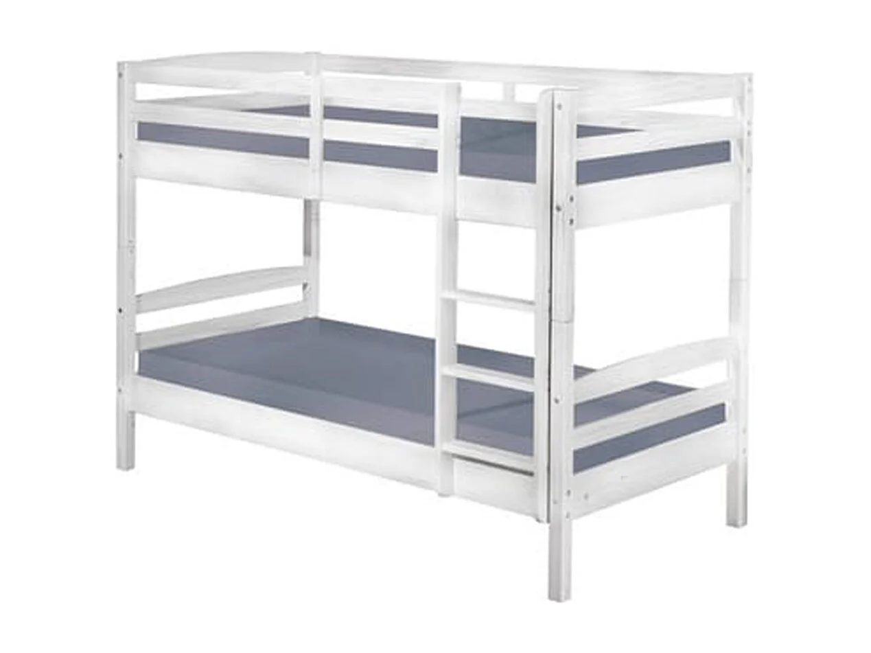 Lit superposé avec sommiers blanc en pin massif - L210 x P102 x H148 cm