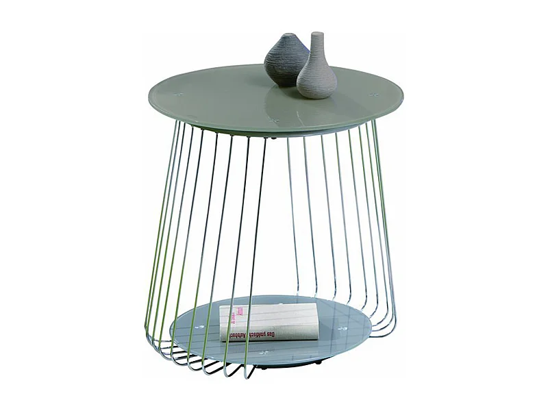 Table Basse Rivoli Verre Cappuccino/Gris, Dim : 50 x 50 x 50 cm