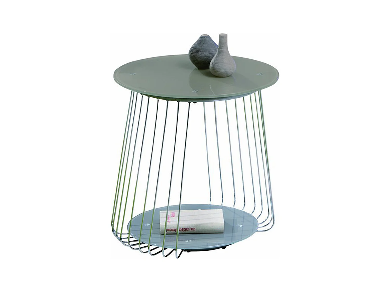 Table Basse Rivoli Verre Cappuccino/Gris, Dim : 50 x 50 x 50 cm