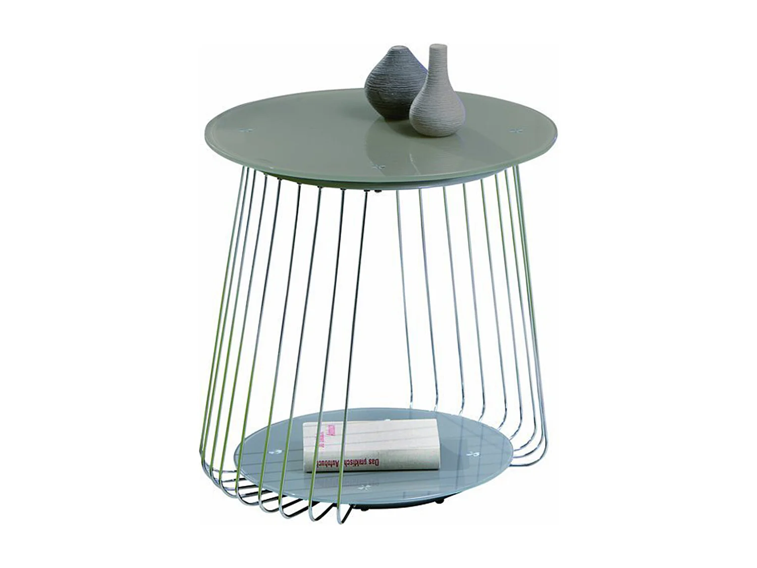 Table Basse Rivoli Verre Cappuccino/Gris, Dim : 50 x 50 x 50 cm