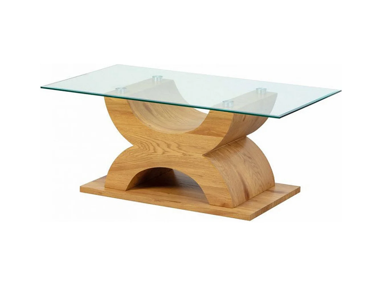 Table basse en bois chêne sauvage et verre - L.110 x H.45 x P.60 cm