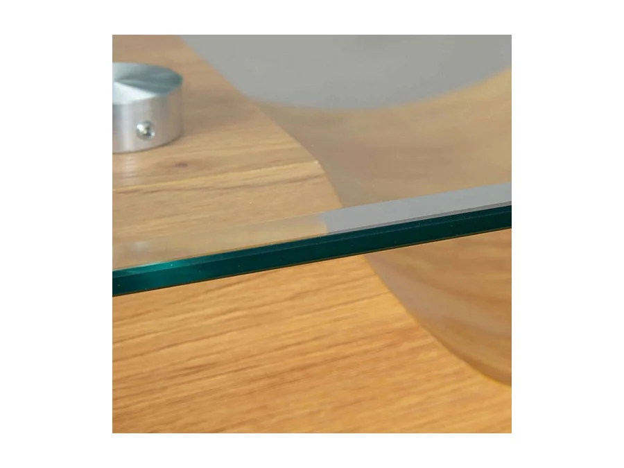 Table basse en bois chêne sauvage et verre - L.110 x H.45 x P.60 cm