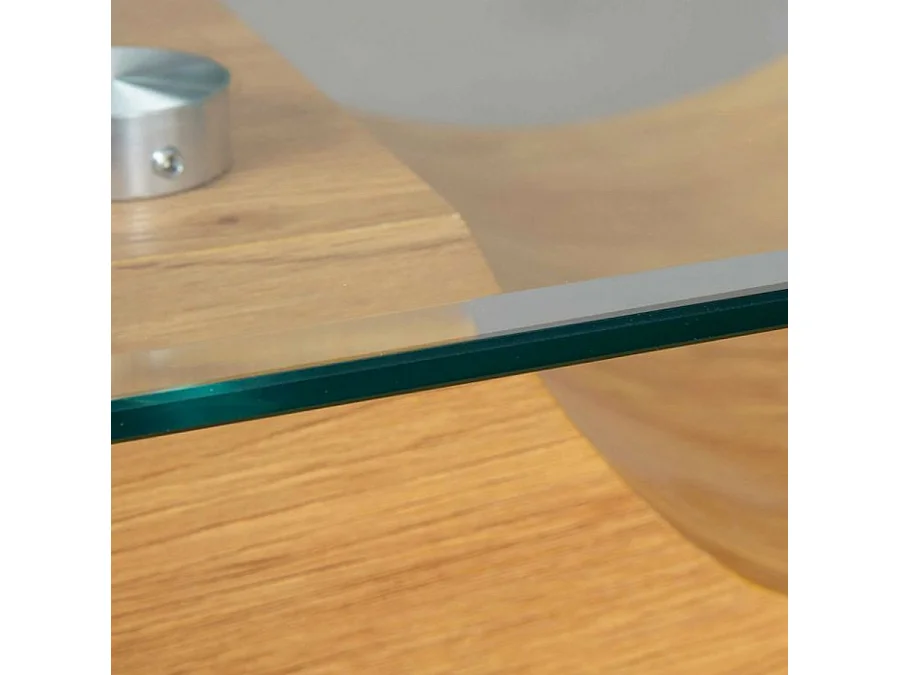 Table basse en bois chêne sauvage et verre - L.110 x H.45 x P.60 cm