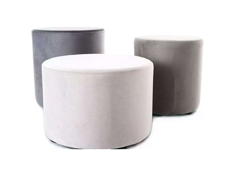 Pouf rond en velours 43 x 32 cm gris clair DELTA