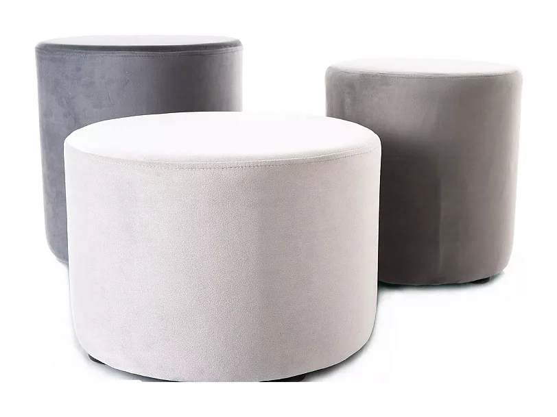 Pouf rond en velours 43 x 32 cm gris clair DELTA