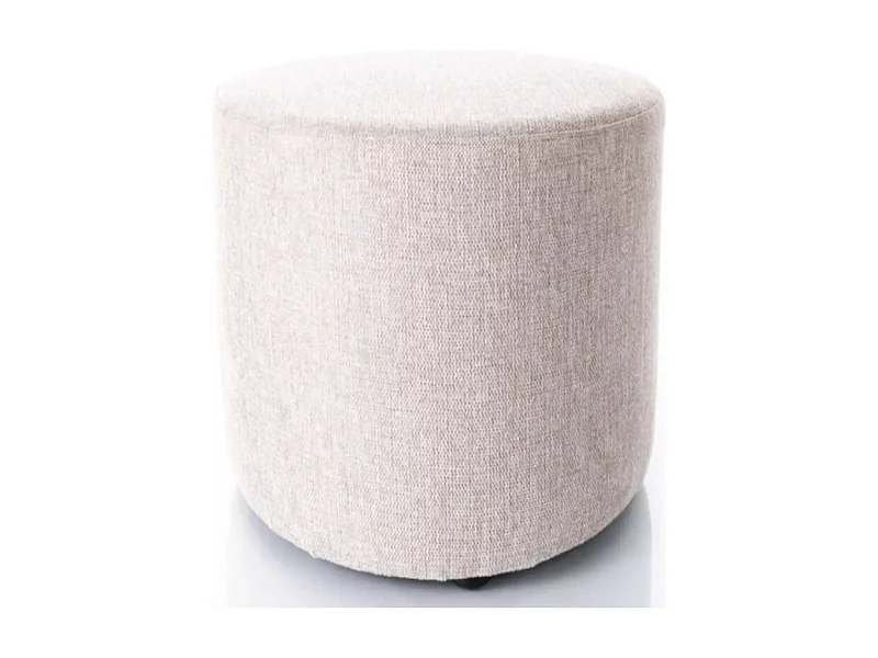 Pouf rond en tissu 33 x 36 cm beige clair VADIA