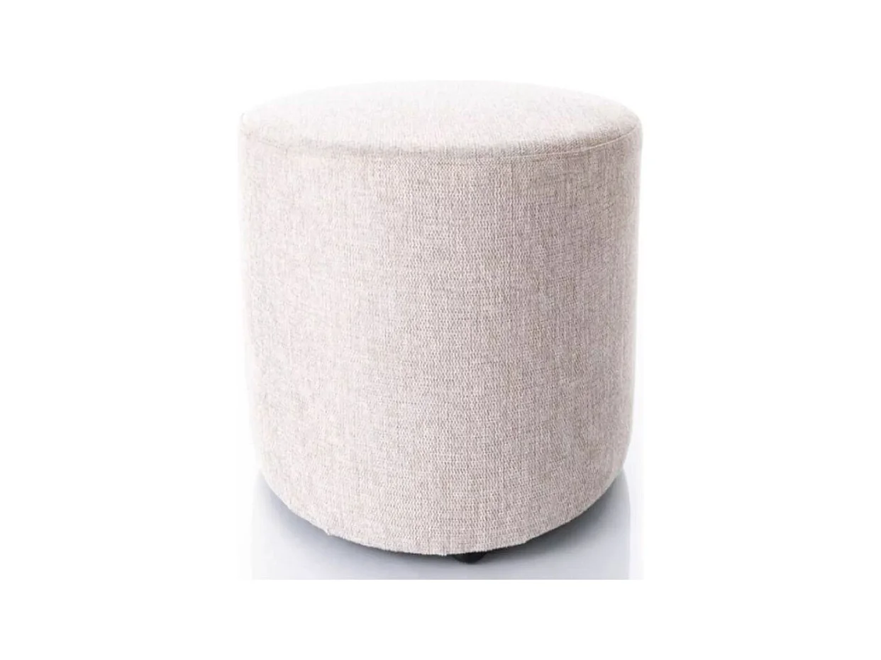 Pouf rond en tissu 33 x 36 cm beige clair VADIA