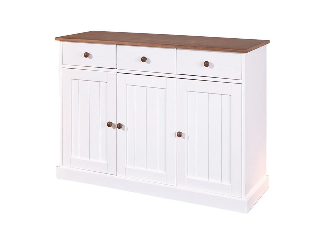 Buffet coloris blanc en bois massif et métal - Dim : L 130 x P 45 x H 86 cm