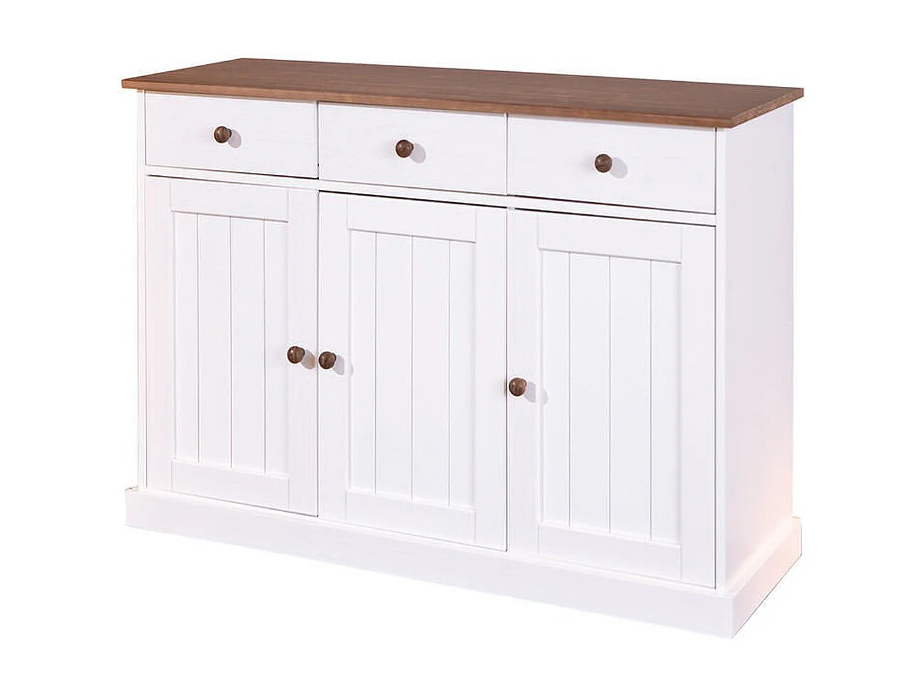 Buffet coloris blanc en bois massif et métal - Dim : L 130 x P 45 x H 86 cm