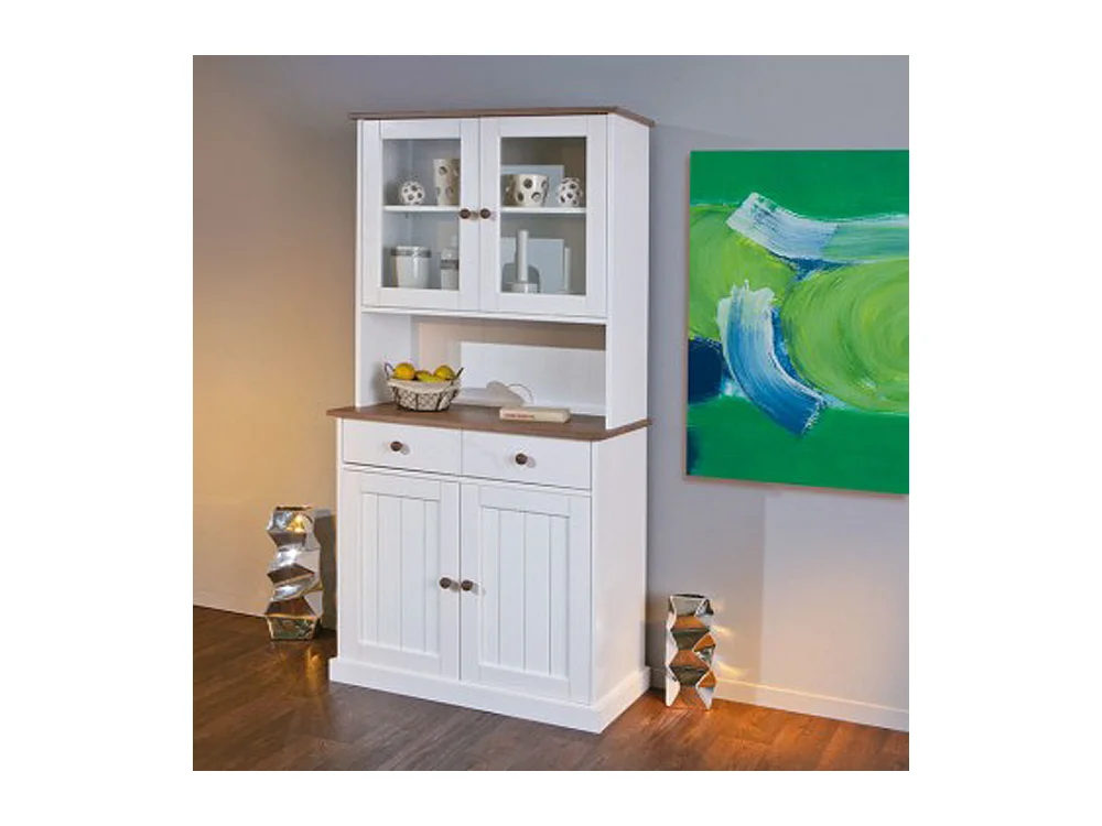 Buffet coloris blanc en bois massif et métal - Dim : L 90 x P 45 x H 191 cm