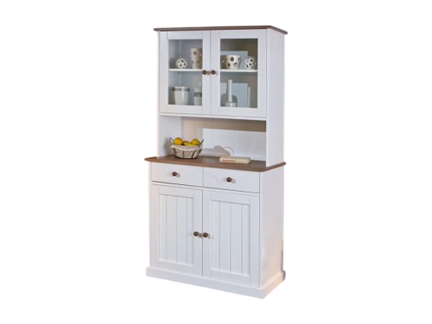 Buffet coloris blanc en bois massif et métal - Dim : L 90 x P 45 x H 191 cm