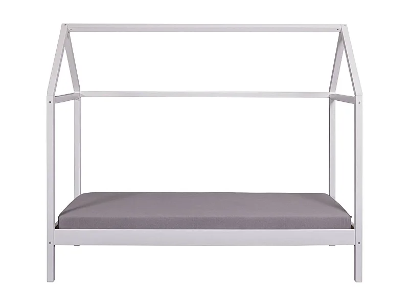 Lit enfant cabane 90x200cm en pin massif vernis coloris blanc - longueur 207 x profondeur 97 x hauteur 174 cm