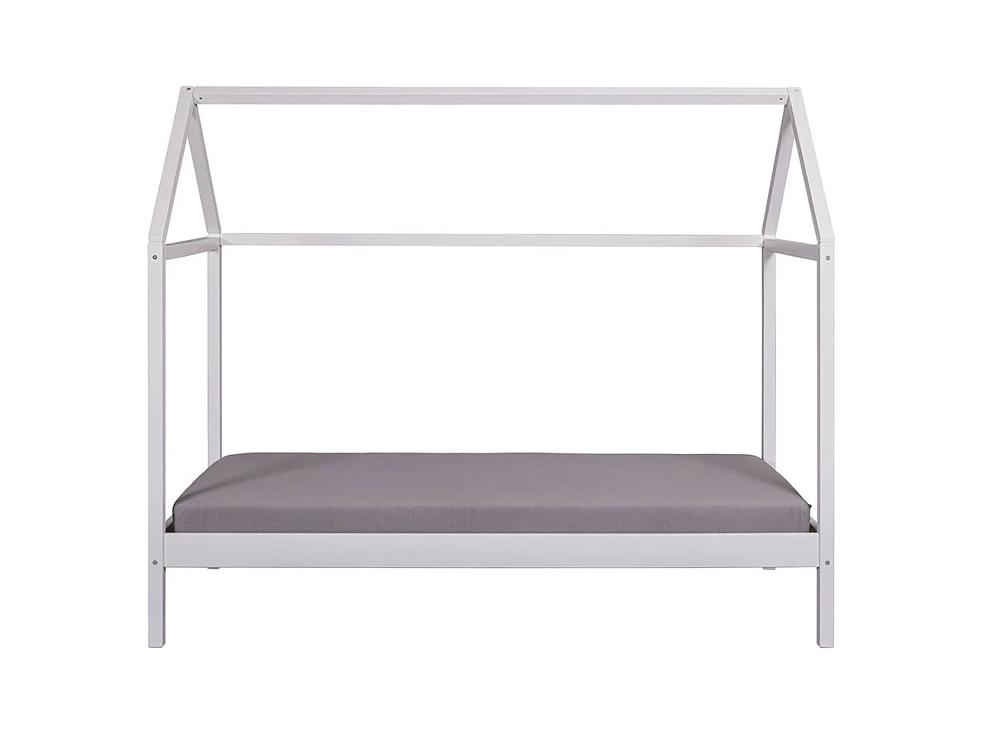 Lit enfant cabane 90x200cm en pin massif vernis coloris blanc - longueur 207 x profondeur 97 x hauteur 174 cm