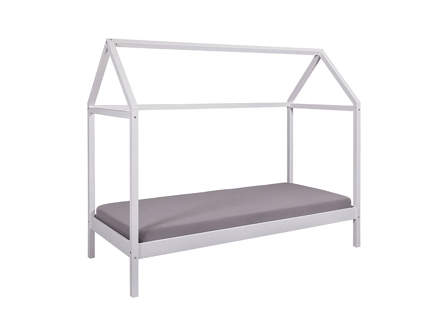 Lit enfant cabane 90x200cm en pin massif vernis coloris blanc - longueur 207 x profondeur 97 x hauteur 174 cm