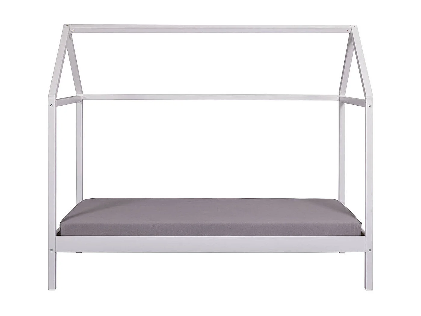 Lit enfant cabane 90x200cm en pin massif vernis coloris blanc - longueur 207 x profondeur 97 x hauteur 174 cm