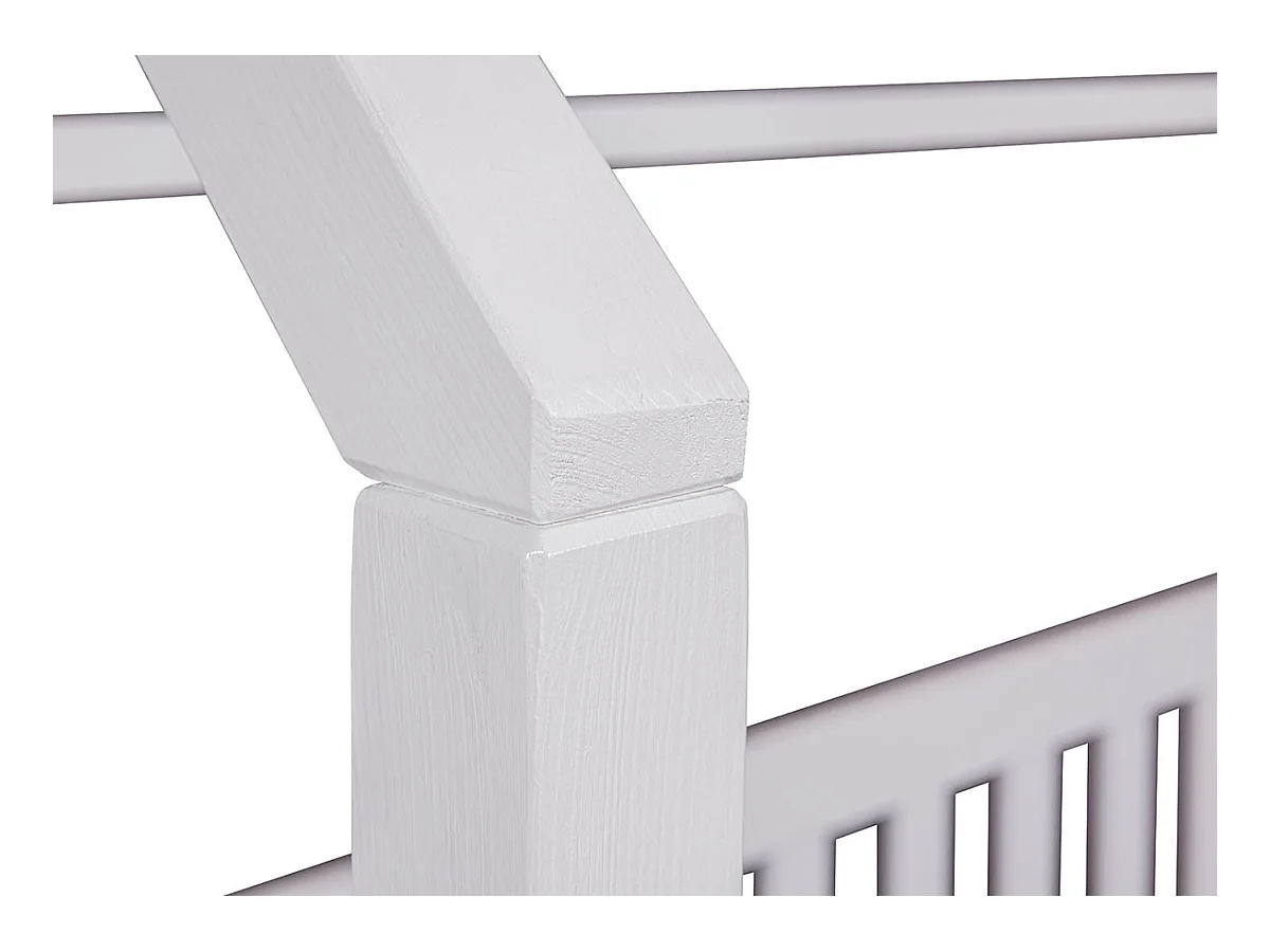 Lit cabane à lattes pour enfant 90x200cm en pin massif vernis coloris blanc - longueur 207 x profondeur 97 x hauteur 174 cm