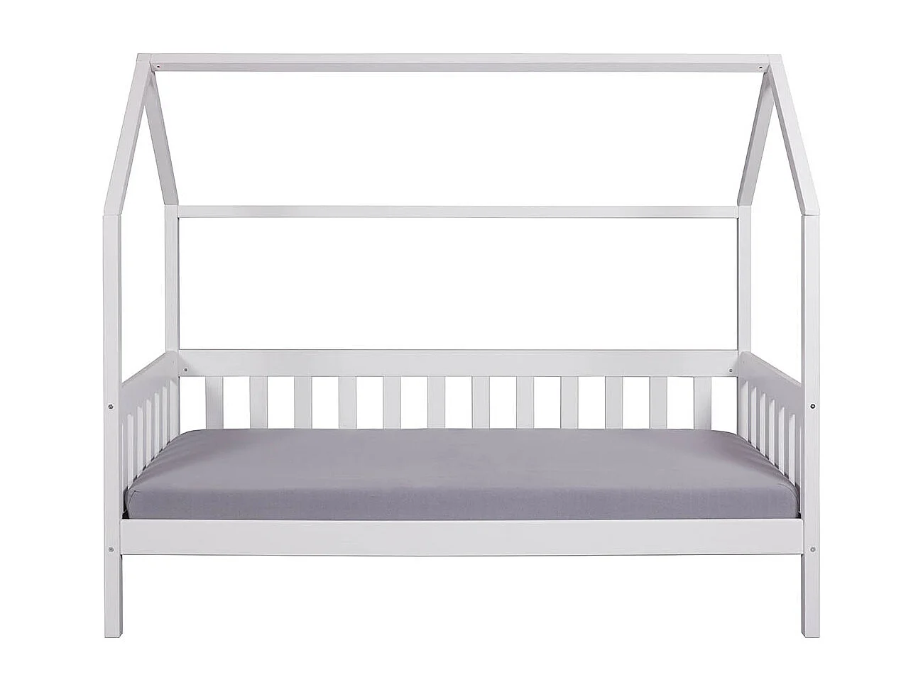 Lit cabane à lattes pour enfant 90x200cm en pin massif vernis coloris blanc - longueur 207 x profondeur 97 x hauteur 174 cm
