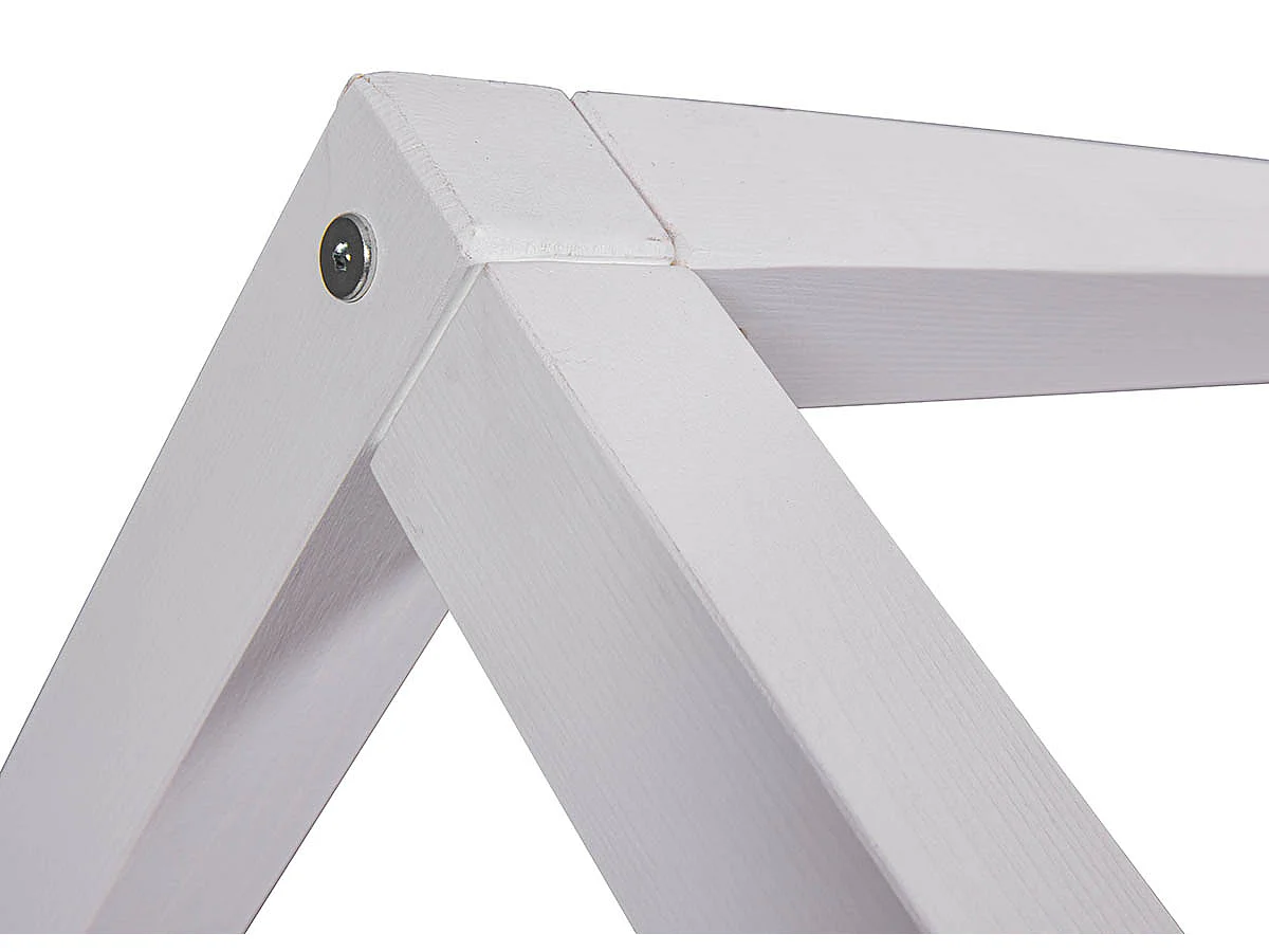 Lit cabane à lattes pour enfant 90x200cm en pin massif vernis coloris blanc - longueur 207 x profondeur 97 x hauteur 174 cm