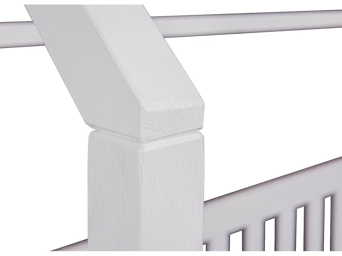 Lit cabane à lattes pour enfant 90x200cm en pin massif vernis coloris blanc - longueur 207 x profondeur 97 x hauteur 174 cm