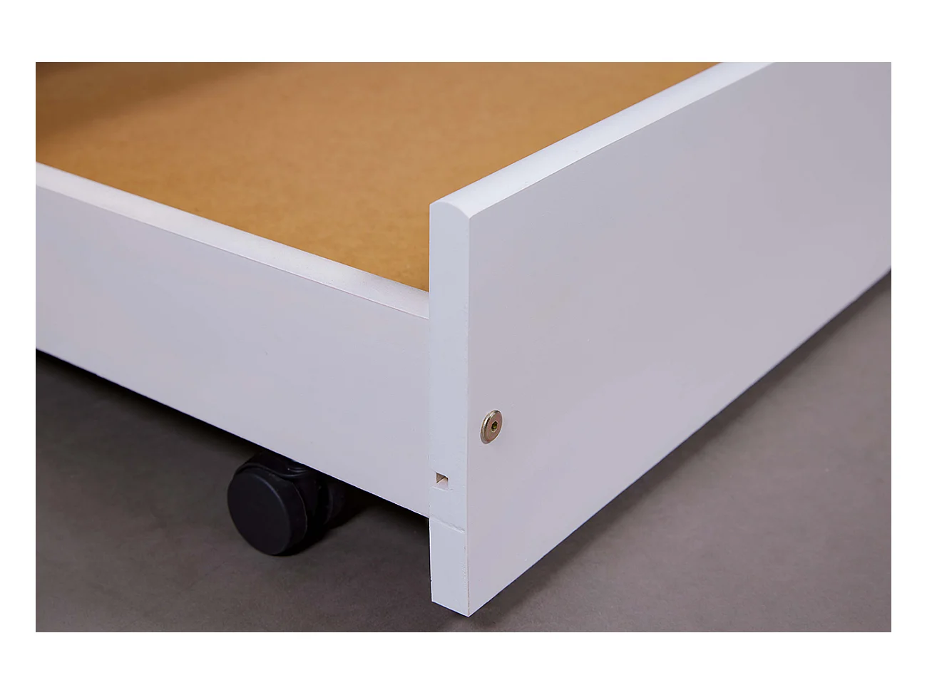 Lit enfant gigogne 90 x 200 cm en pin massif coloris blanc - Longueur 208 x Profondeur 96 x Hauteur 52 cm