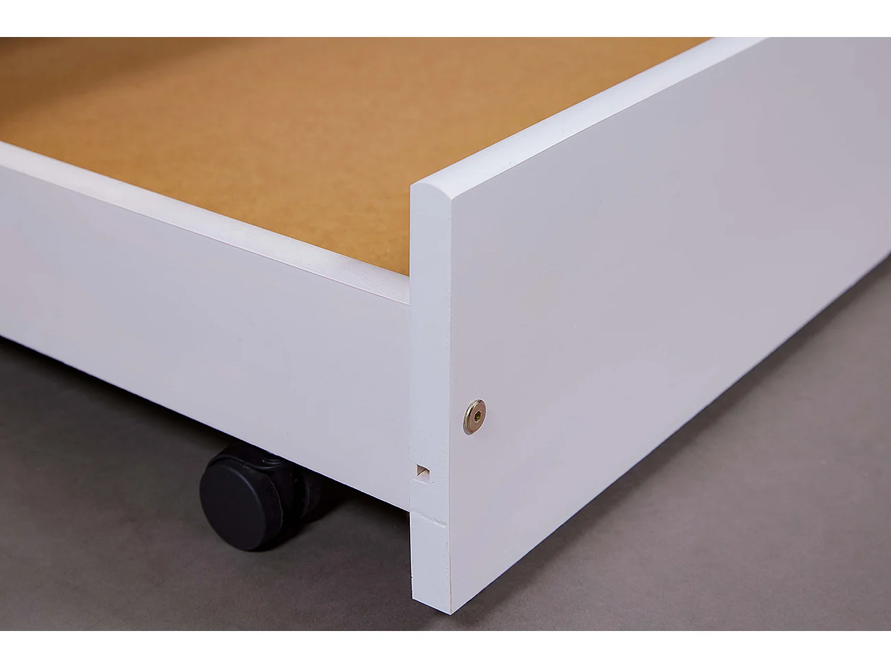 Lit enfant gigogne 90 x 200 cm en pin massif coloris blanc - Longueur 208 x Profondeur 96 x Hauteur 52 cm