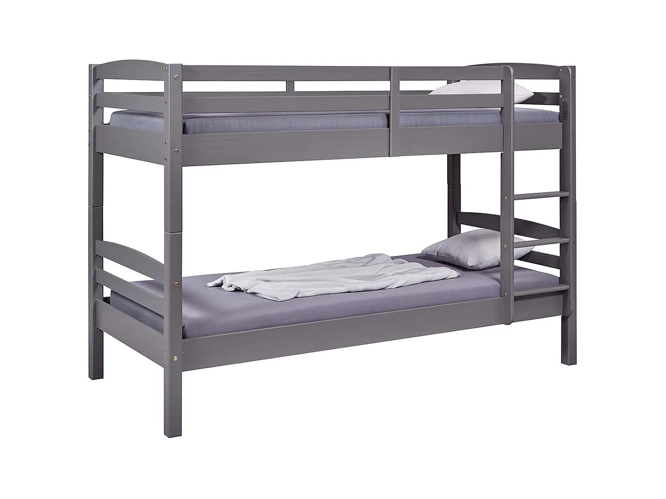 Lit enfant superposé 90x200cm en pin massif vernis coloris gris - longueur 212 x profondeur 98 x hauteur 146 cm