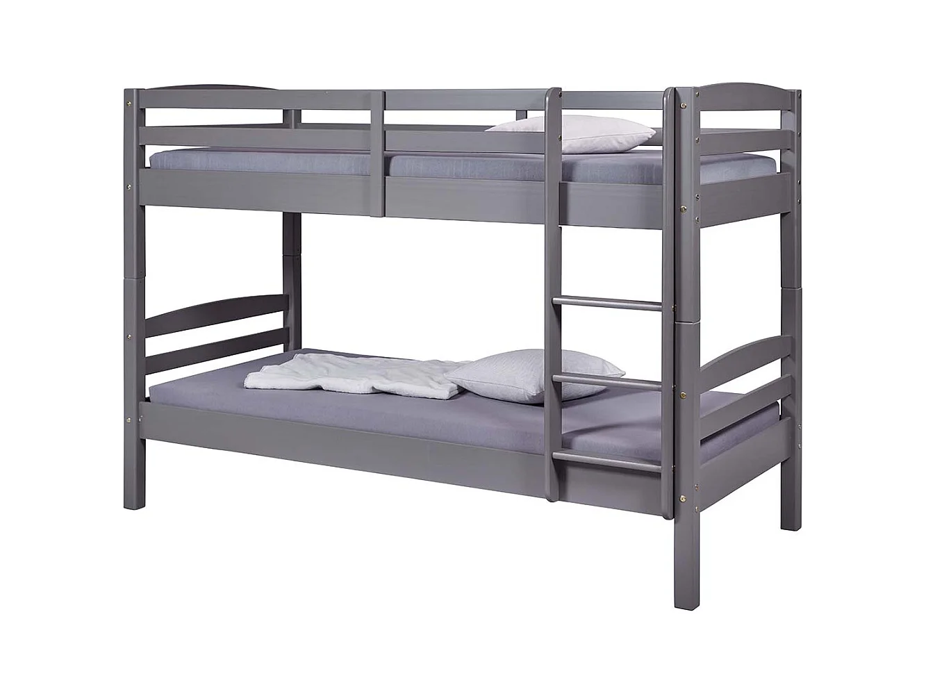 Lit enfant superposé 90x200cm en pin massif vernis coloris gris - longueur 212 x profondeur 98 x hauteur 146 cm