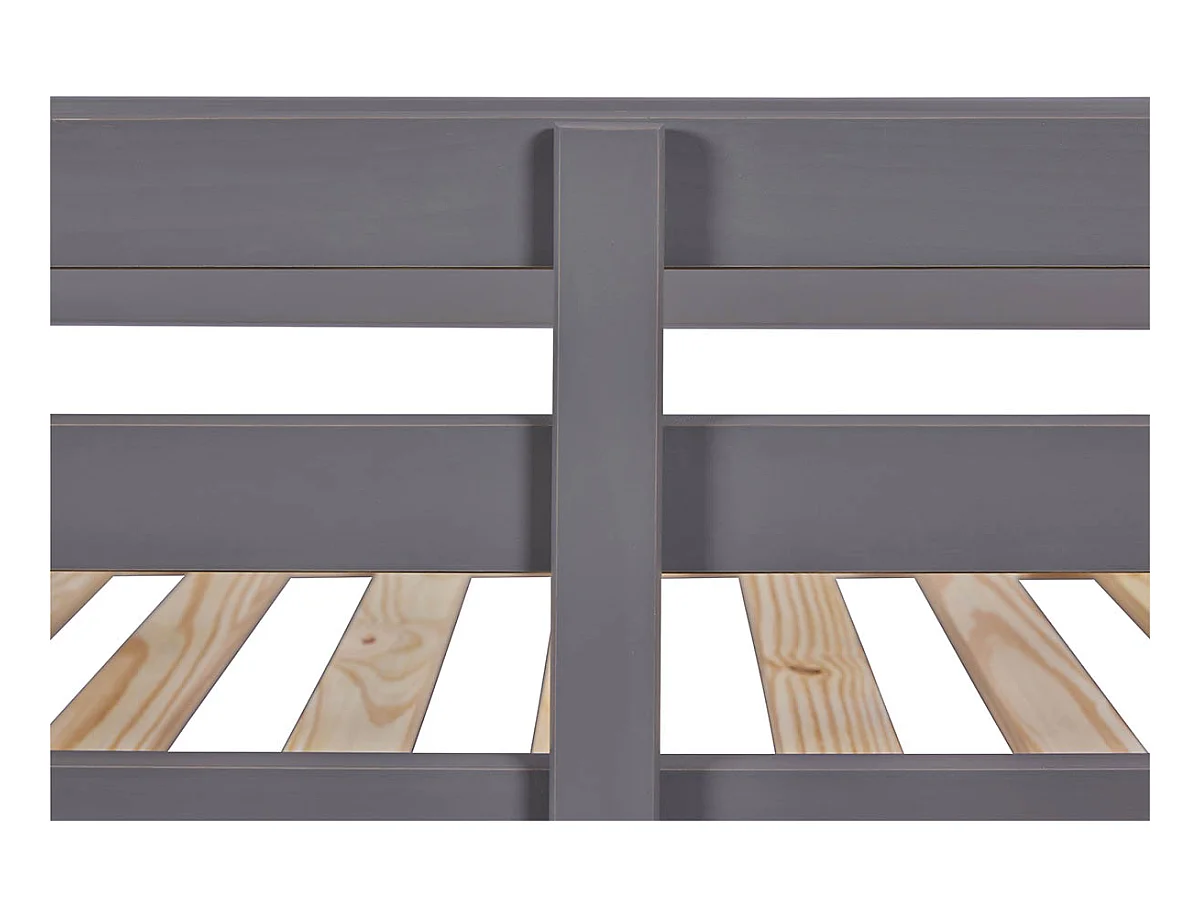 Lit enfant superposé 90x200cm en pin massif vernis coloris gris - longueur 212 x profondeur 98 x hauteur 146 cm