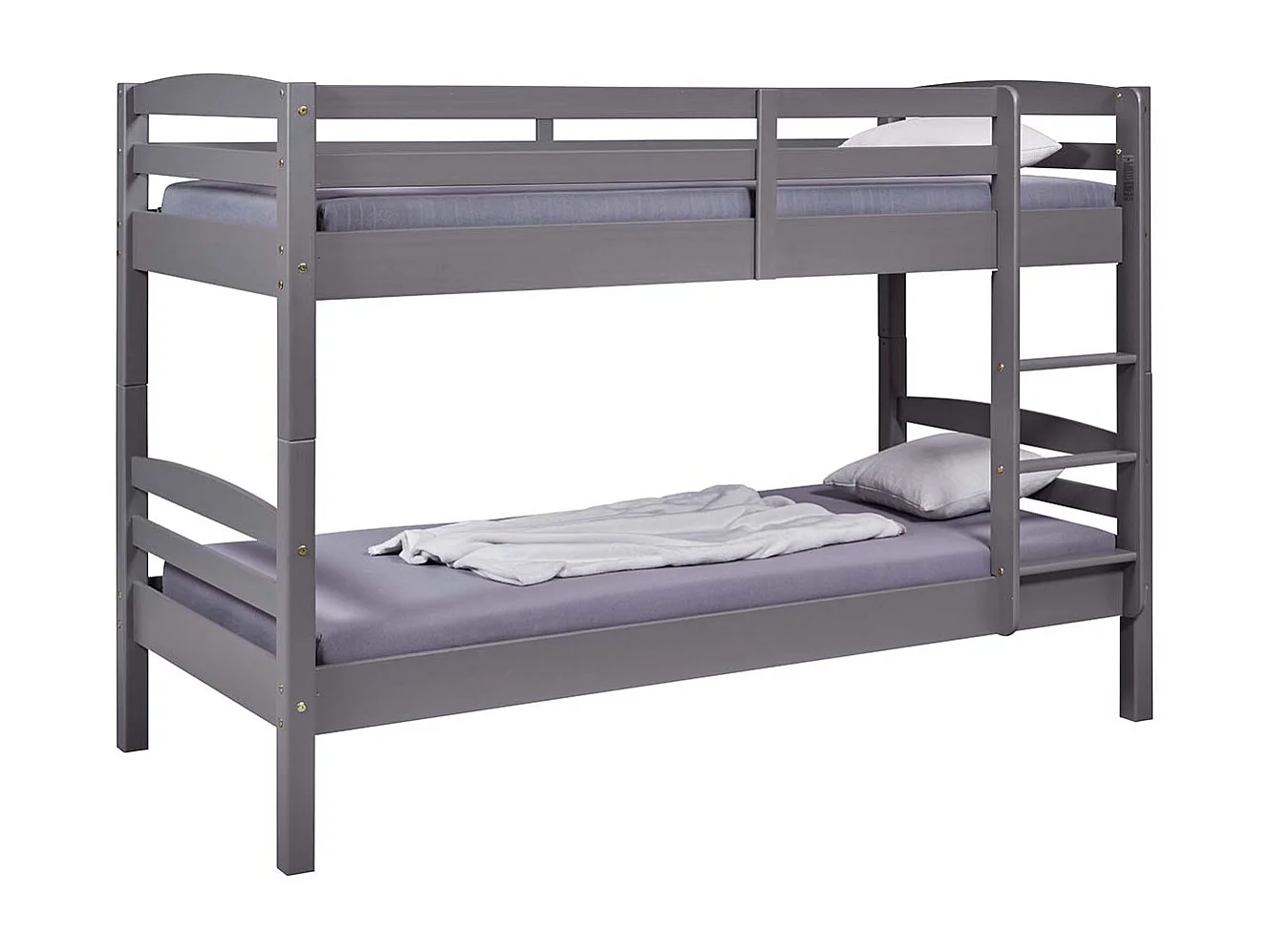 Lit enfant superposé 90x200cm en pin massif vernis coloris gris - longueur 212 x profondeur 98 x hauteur 146 cm