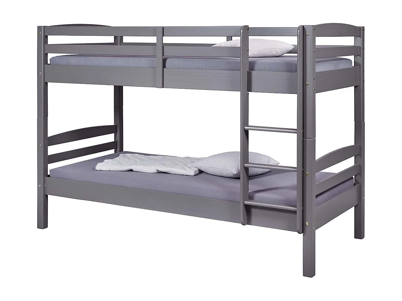 Lit enfant superposé 90x200cm en pin massif vernis coloris gris - longueur 212 x profondeur 98 x hauteur 146 cm