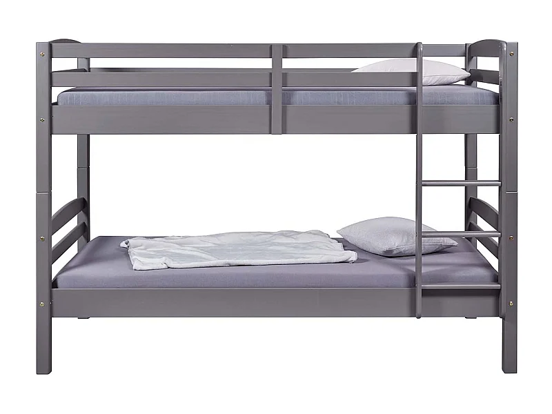 Lit enfant superposé 90x200cm en pin massif vernis coloris gris - longueur 212 x profondeur 98 x hauteur 146 cm