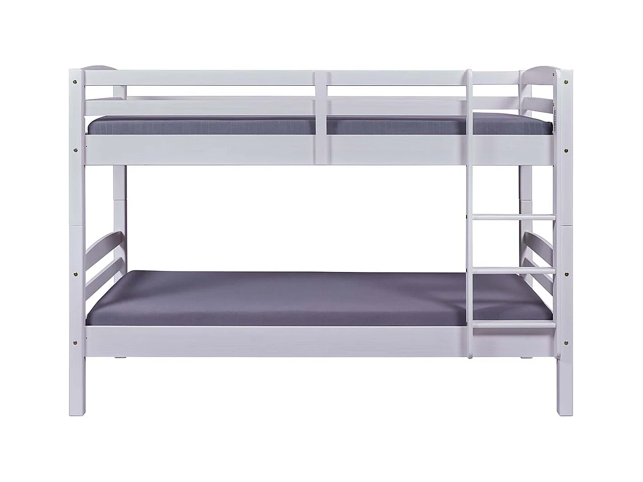 Lit enfant superposé 90x190cm en pin massif vernis coloris blanc - longueur 195 x profondeur 98 x hauteur 146 cm