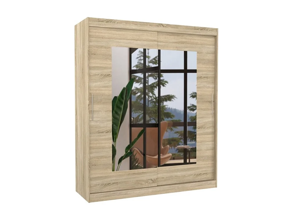 Armoire Renette (180cm)/portes coulissantes/miroir/Sonoma
