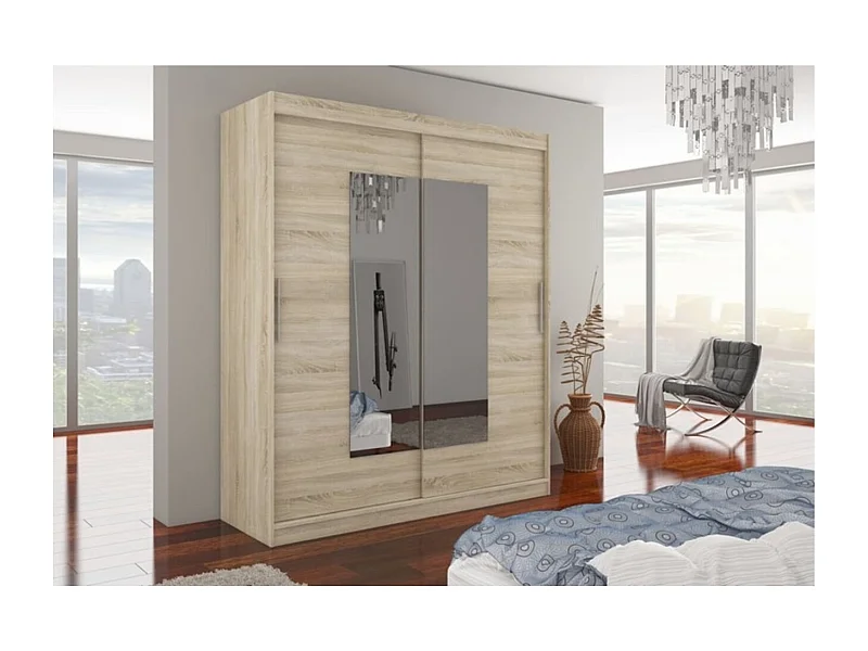 Armoire Renette (180cm)/portes coulissantes/miroir/Sonoma