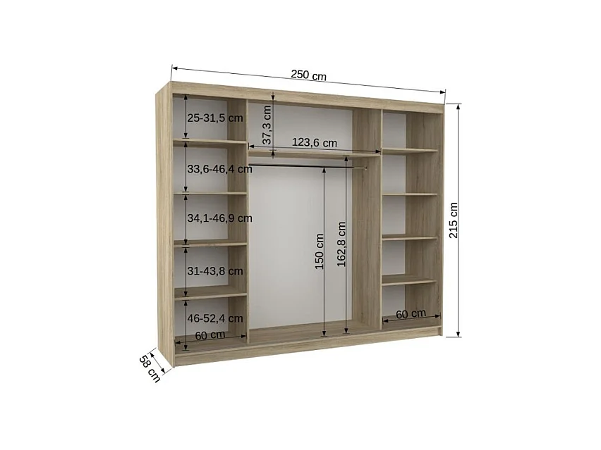 Armadio Haro (250cm)/ante scorrevoli/specchio/Bianco