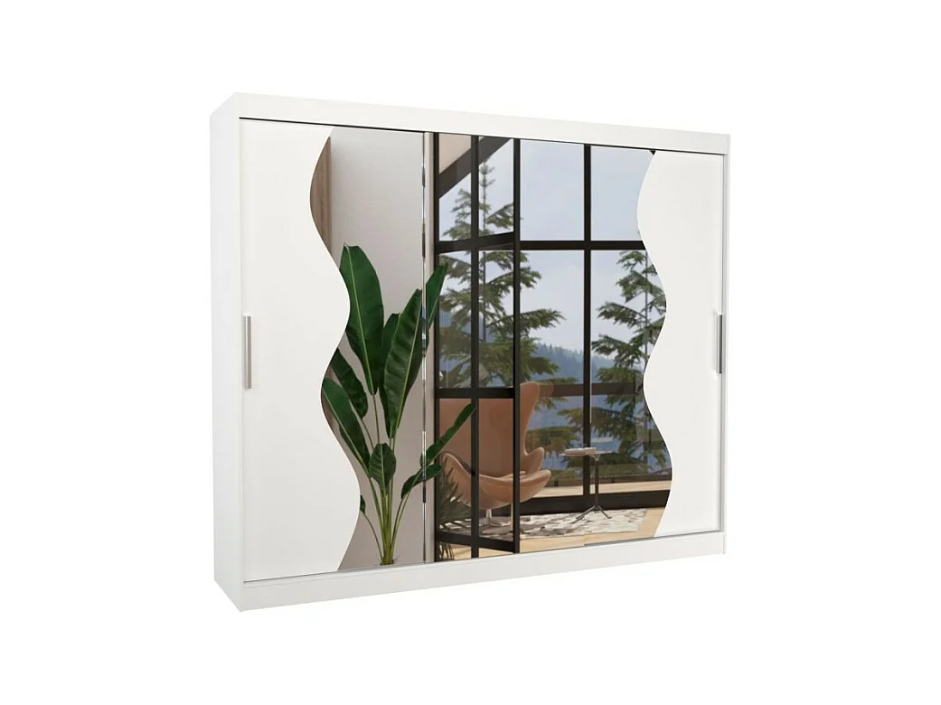 Armadio Haro (250cm)/ante scorrevoli/specchio/Bianco